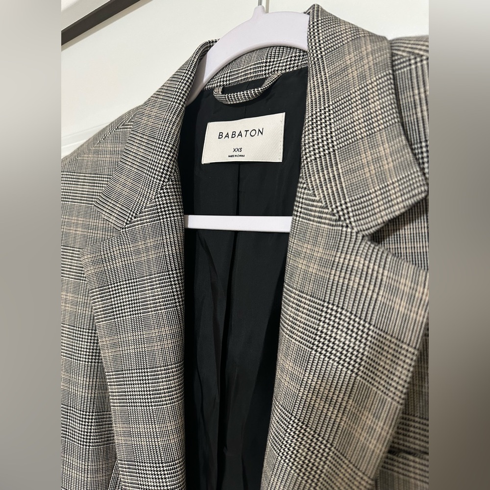 Babaton Charcoal Checkered Blazer